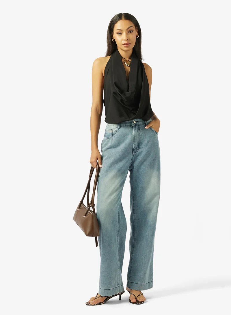 جينجر High Rise Straight Fit Jeans